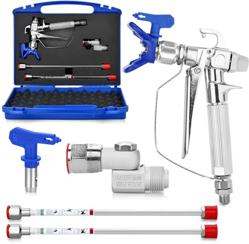 Kit de Pintura Airless Pistola de Pulverización de 7 Piezas, con 517 Piezas Puntas de pulverización Reversibles, rotectores de pulverización, Extensión del Pulverizador de 30cm de y Joint rotatif