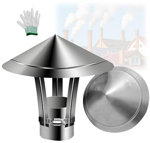 Campana De Ventilación, Tapa De Lluvia Redondo Para Techo De Acero Inoxidable 304, Sombrero De Escape Para Estufa De Leña, Sombrerete Chimenea Con Guantes(150 mm(5.91 in))
