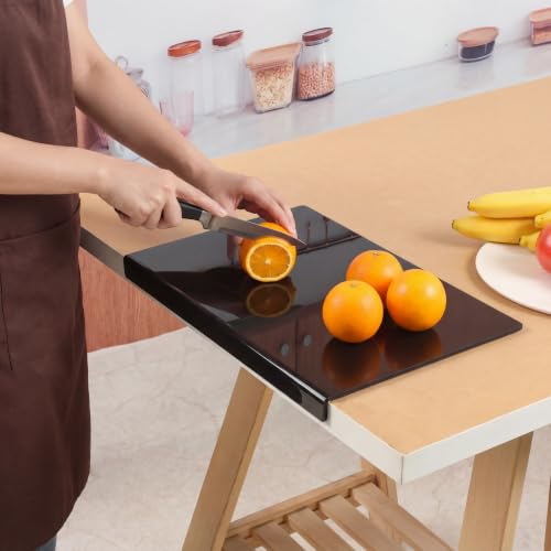 JanYoo Tabla de cortar acrílica, tablas de cortar para cocina, bloque grueso para cortar verduras, pan, carnes, frutas, con borde de mostrador, bandeja de cortar antideslizante, 40 x 30 cm, color