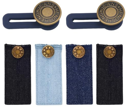 KEQAR 6 Pezzi Estensori per Pantaloni, Bottoni Elastici per Jeans e Gonne, Allarga Pantaloni per Gravidanza, Estensione Vita, Bottoni per Stringere Pantaloni in Vita