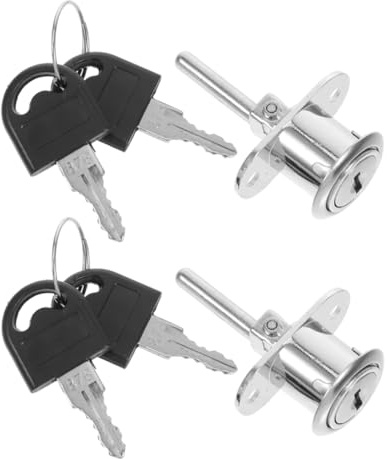 HOMSFOU 2pcs Metal Drawer Locks for File Cabinet Desk Key Secure Office Home Furniture Filing Cabinet Drawer Lock Key Replacement