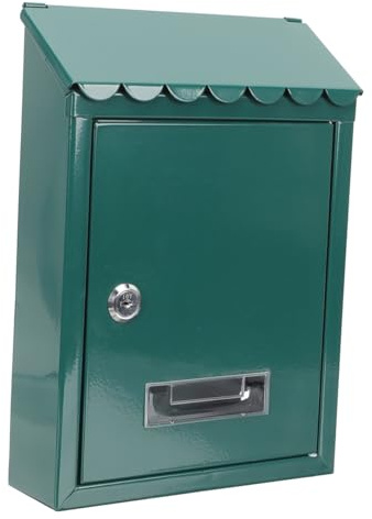 Angoily Buzón Exterior Metálico Vintage con Cerradura Buzón de Pared Resistente de Hierro para Jardín Decoración Retro para Cartas y Montaje Sencillo y Amplio