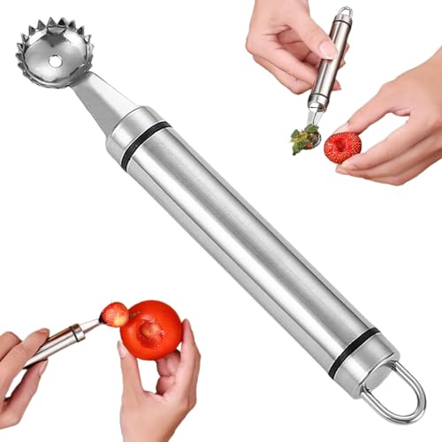 Stainless Steel Strawberry Huller and Tomato Stem Corer Tool Multi-Function Stainless Corer and Pitter Remover for Strawberry Gadgets Kitchen Tool Blade Craft Fruit Tools Fruit and Vegetable Tools