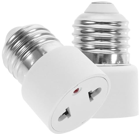 MejaRizon 2 Stück Lampenfassung E27, E27 Adapter Steckdose Kontrollleuchten, Glühbirnen-Steckdosen-Adapter, Fassung zum Anschrauben für Veranda Garage Kamera Terrasse, 2-Polig, Weiß