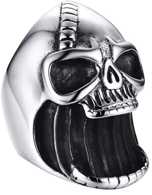 Apribottiglie con cranio: aprire e gioielli da motociclista punk, anello cranio vintage, strumento di birra gotica | Men Skull Ring Bottle apribottiglie per regali per feste bar Accessori