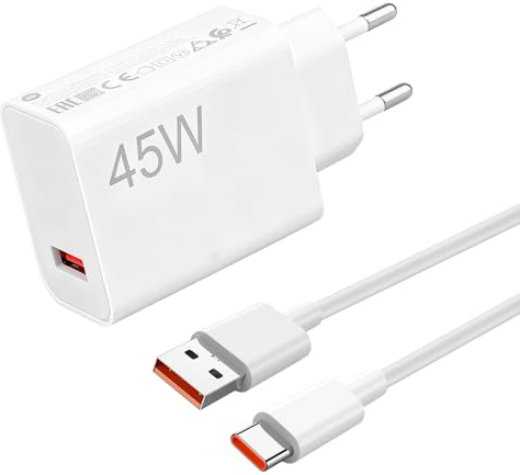 Chargeur 45W Rapide USB-C Compatible avec Note 14 Pro/14/13/12, POCO X7/M7 Pro/M6, Pad 7/6, Pad A3 – Câble USB-C 2M 6A Inclus – Charge Turbo Sécurisée et Transfert de Données Ultra-Rapide