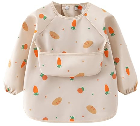 WJnflQN Babero de manga larga | 6-36 meses delantal de bebé con mangas, impermeable, babero de comida y alimentación, delantal de lactancia | Para niñas y niños, niños pequeños, Celebración de