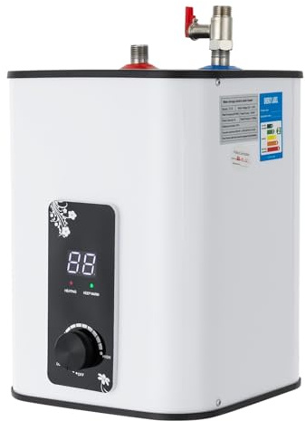 Chauffe-eau électrique 8 l 1500 W - Chauffe-eau instantané sous-encastré pour cuisine et lavabo - Chauffe-eau chaude compact avec affichage numérique et régulateur de température (0-65°C) - Protection