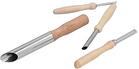 Pssopp Cortadores de Agujeros de Arcilla 4 Piezas, Herramienta Escultura Agujeros Perforación Cerámica Acero Inoxidable con Madera, Diseño Portátil, Uso Versátil para Escultura, Perforación, Ideal