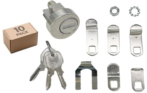 EUHMUOD 10-Pack Mailbox Lock for L-1172C, USPS Mail Box Latch Tool Box Lock, C9100 Letterbox Lock with 3 Keys and C7120 Cam Replacement Accessories, Nickel Finish Latch