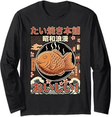 Vintage Japonés Taiyaki Fish Cake Retro Showa Era Snack Art Manga Larga