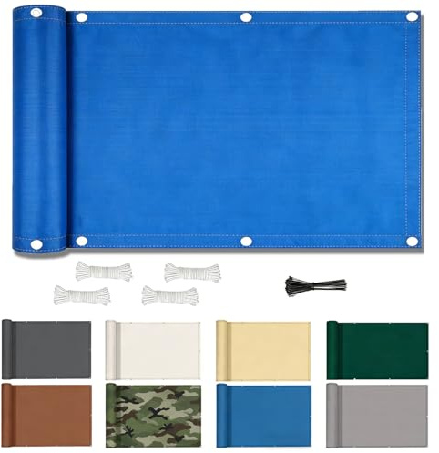 Impermeabile Vela Ombreggiante 6x6M Rettangolare Tenda a Vela, Tenda da Sole per Esterno Vele Ombreggianti Telo Parasole UV Tende a Vele per Giardino Balcone Terrazza - Blu