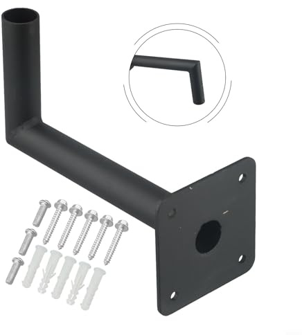 Heavy Duty Steel Roof Mount for Weather Vane, L-Pipe Support Fitting, Rust Resistant Outdoor Fixture, Garden Structure Mounting Hardware, Flagpole Roof Attachment Bracket