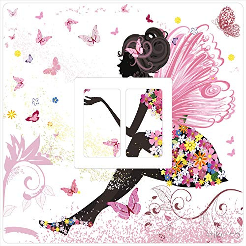 Pegatina de vinilo para interruptor de luz, diseño de princesa mariposa, color rosa, de Stika.co, vinilo, Doublé