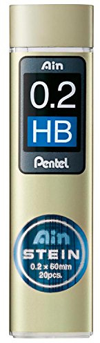 Pentel Ain STEIN C272W Feinmine, 20 Minen je Dose, 0.2 mm, Härtegrad HB (10 Dosen)