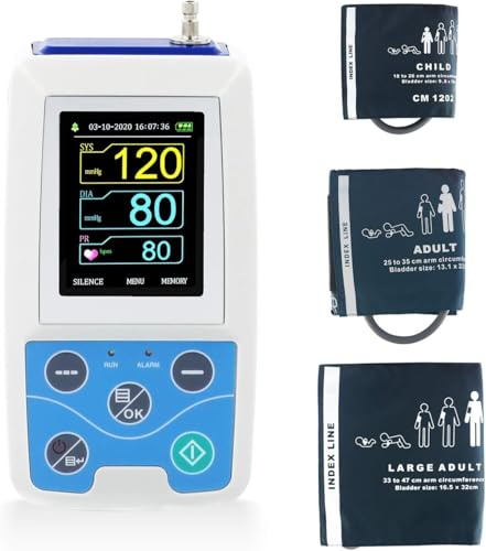 CONTEC ABPM50 Handheld 24hours Ambulatory Blood Pressure Monitor with PC Software for Continuous Monitoring NIBP USB Port with Three Cuffs