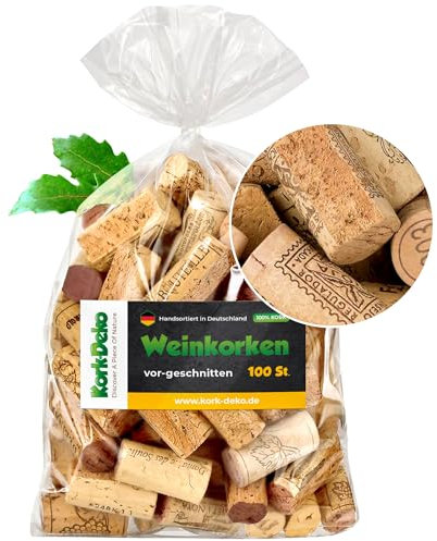 100 vor-geschnittene, gebrauchte Weinkorken zum Pinnwand-Bau | Naturkorken (Flaschenkorken) aus Weinflaschen, bereits fertig geschnitten, zum Basteln und Dekorieren (Bau einer Pinnwand - DIY)