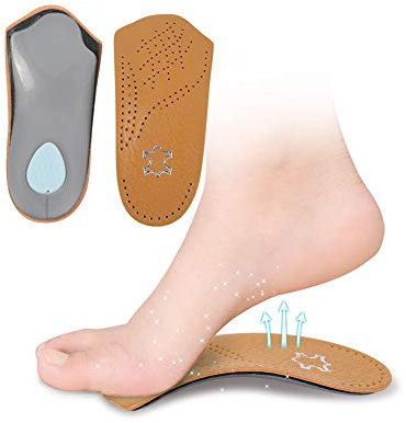 3/4 vadderade ortopediska innersulor med metatarsaldyna, halvskoinlägg i läder 2,8 cm bågstöd för plantar fasciit, par (EU 45/46)