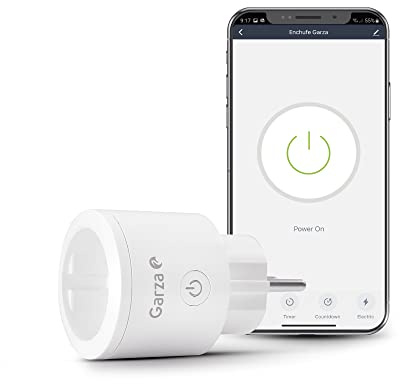 Garza - SmartHome Smart Plug WLAN-Stecker, kabellos, kompatibel mit Alexa und Google Home. Funksteckdose, programmierbar Kompatibel mit iOS und Android