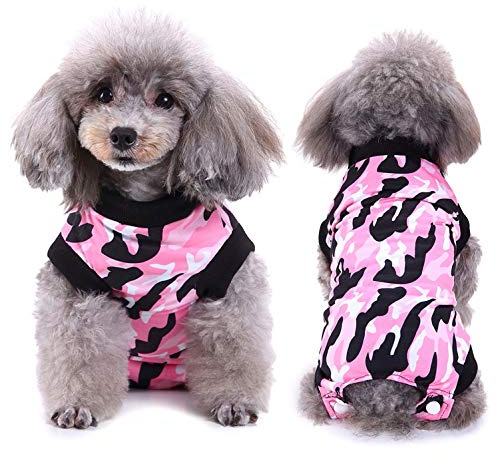 SELMAI Body für Hunde Nach op Mode Tarnung Medical Pet Shirt Katze Hund Kastration E-Kragen Alternative Tragen für Hautkrankheiten Wunden Chirurgische Versorgung Haustier Verhindern Lecken Rosa S