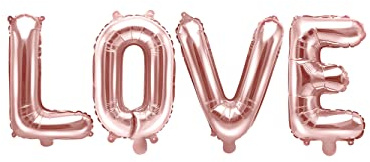 PartyDeco Folienballon Love 140x35cm Luftballon Buchstaben Schriftzug Hochzeit Verlobung Liebe roségold