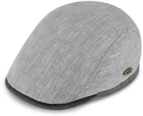 fiebig Woolton Flatcap | Schiebermütze aus Leinen mit Baumwollfutter | Zweifarbige Schirmmütze mit Kontrastnähten | Made in Italy