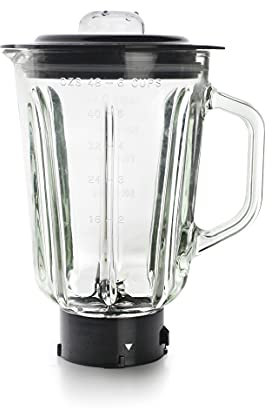 Lacor 69684 Caraffa per frullatore Completo, Contenitore in Vetro, Ideale per succhi di Frutta, frullati e Creme, 4 Lame, Coperchio a Chiusura ermetica, 1,5 l