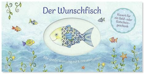 1x Karte Wunschfisch/Geschenke für Kommunion/Gebetswürfel/Buch/Kreuz