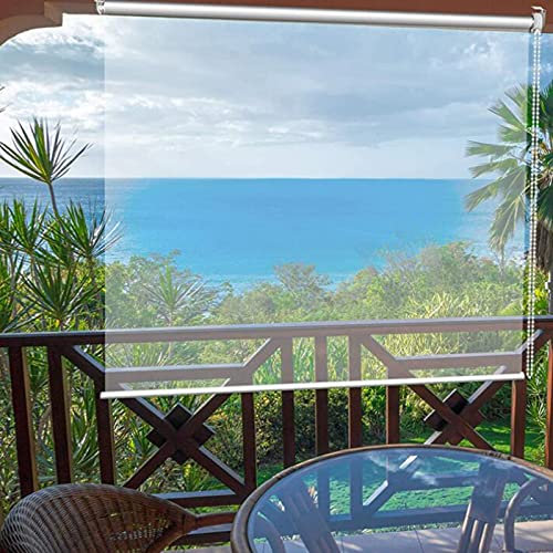Seitenzug- & Springrollos 100% wasserdichte Rollos, 0,5 Mm Transparentes PVC, Winddicht Warm Halten Staubdicht, Außenrollo-Rollläden für Veranda-Pavillon, 50-160cm B(Size:120cm x 290cm/47.2x114.2