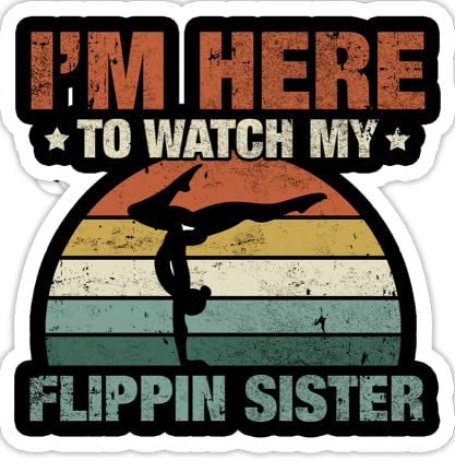 eden tee I'm Here to Watch My Flippin Sister Gymnast Cheer Sister- 4x3 Vinyl Stickers, Laptop Decal, Water Bottle Sticker (Set of 3)