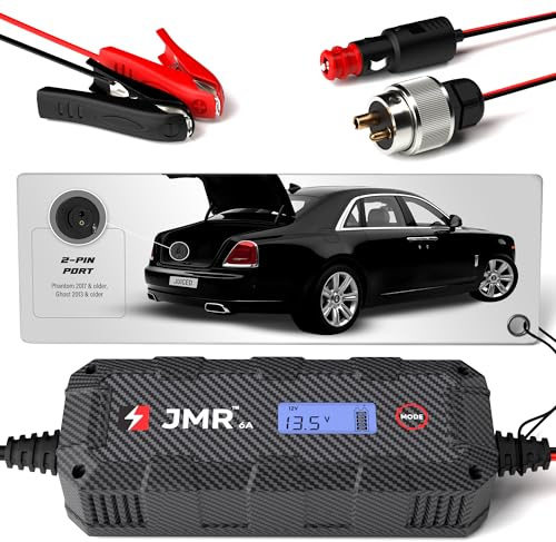 JMR Batterieladegerät für Rolls-Royce Ghost Phantom Autobatterie Ladegerät Erhaltungsladegerät Akkuladegerät Erhaltungsgerät Wartungsgerät Auflader Lader (2-Pin Anschluss, Kein Lithium-Modus)
