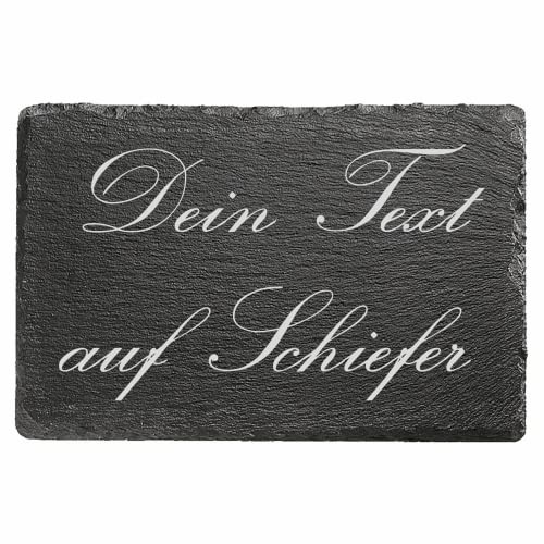 Jackplott Dein Text als Laser Gravur auf Schiefer / Stein persönlich angepasst und individuell. Ob Geschenk für Hochzeiten, Geburtstage, Jubiläum, Gedenktafel, Grabplatte oder Deko. (40 x 25 cm)