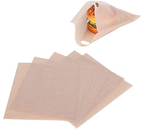 Pack of 5 Toaster Bags Reusable Toast Bags Non-Stick Toaster Bag for Microwave Gluten Free Diet for Sandwich Panini Snacks Pizza Pastry Chicken Nuggets 17 x 19 cm