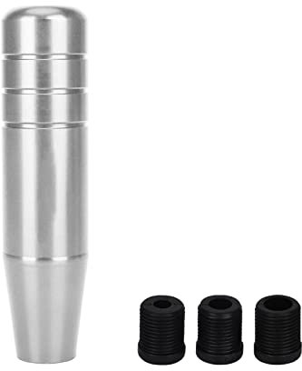 Asudaro Auto Schaltknauf 13CM Aluminium Schaltknauf Universal Aluminiumlegierung Auto Manueller Schaltknauf Griff Schalthebel mit 3 Adaptern Griffschaltkopf für Autos LKW SUVs Wohnmobile Vans Silber