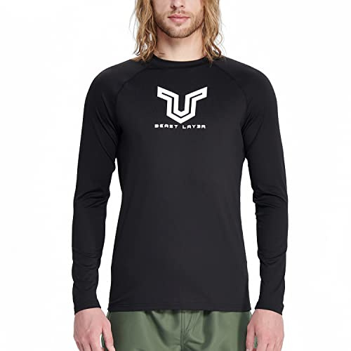 HUGE SPORTS Schwimmshirt Badeshirt Rashguard-Shirts Herren Langarm UPF 50+ | UV Sonnenschutz Elastisches Gewebe Atmungsaktiv Schnelltrocknend Leicht für Schwimmen Surfen Wassersport Radfahren Wandern