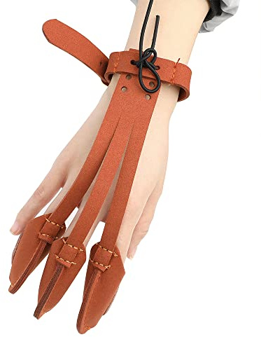 wolfman Tiro con Arco Guante 3 Dedos Protección Dedo de Ficha Guantes de Cuero Equipo de Protección Handguard Tres Dedos de Protección para la Caza de Orientación de Tiro