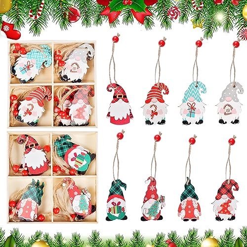 24 Stück Holzanhänger Weihnachten, Christbaumschmuck Holz Weihnachtsbaumanhänger Weihnachtsdeko Anhänger Weihnachtsmann Anhänger für Weihnachtsbaum Weihnachten Party Dekoration