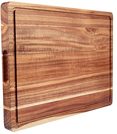 Fashionwu Large Wood Cutting Board for Kitchen, 20 x 15 Inch Acacia Wood Cutting Board with Deep Juice Groove, 1.5 Thick Butcher Block Cutting Board for Meat Vegetables, Turkey Tray for Christmas