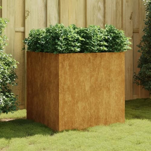 Hovothy Pflanzkübel 80x80x80 cm Cortenstahl Hochbeet Metall Pflanzkasten Hochbeet Balkon Hochbeete für Garten Kräuterbeet GemüSebeet Dekorativer Garten Balkon oder Terrasse