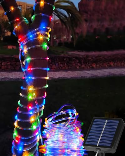Tacobey Solar Lichtschlauch Lichterkette Außen, 10M 100 LED Solar Seilleuchten Aussen, 8 Modi, Wetterfest, Solarlichterkette für Outdoor Garten Balkon Deko - Bunt