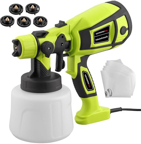 JiGiU Pistola per Verniciare 700W HVLP Professionale,Alta Efficienza Pistola a Spruzzo per Vernici 5 Ugelli e 3 Modelli-Capacità 1400 ml Adatto per Mobili/Muri/Porte/Tavoli e Sedie da Giardino