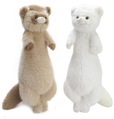 2 Stück Frettchen Plüschtier 50cmx20cm,Frettchen Plüschkissen, Frettchen Kuscheltier Plüsch Spielzeug Frettchen Plüsch Puppe Stofftier Rückenlehne Kissen für Schlafzimmer Bett Wohnzimmer Sofa Büro