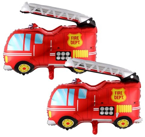 Lot de 2 ballons en aluminium motif camion de pompier, décoration de voiture, ballons amusants, design créatif, ballons de décoration de fête, ballons réutilisables