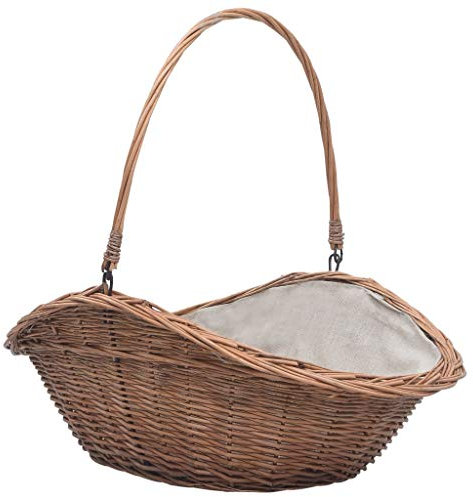 Home Items, Kaminholzkorb mit Griff, 60 x 44 x 55 cm, natürliche Weide, Anzugmöbel