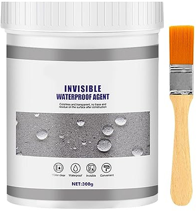 Agente Impermeable, Sellador de Aislamiento Antifugas Transparente con Cepillo para Cemento de Azulejos de Pared (300g)