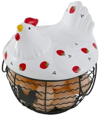 Korb Schwarzer Keramik-Eisen-Eierhalter Aufbewahrung Haus Korb Wohnzimmer Eierkorb Erdbeere Henne Wasserzeichen Korb Optional 25 Eier 1set