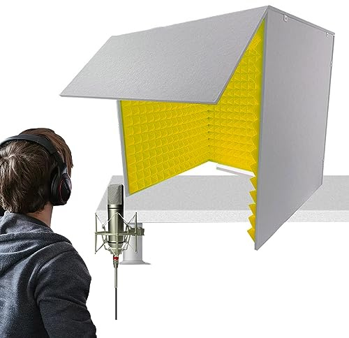XNXYSMKJ Microphone Isolation Room Box, Desktop Soundproofing Enclosure, Simple Soundproofing Room for Home Studio (Yellow)