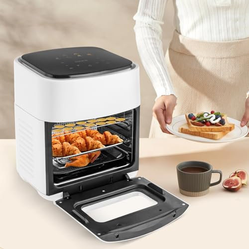 Friggitrice ad aria calda, 15 l, XXL, 1400 W, Air Fryer con display a LED e finestra di visualizzazione, friggitrice ad aria calda con pulsanti di ricetta preimpostati, lavabile in lavastoviglie,