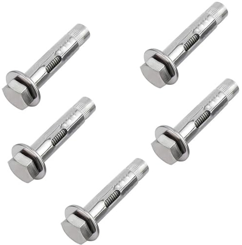 Tornillos de expansión M8 x 80 mm en 5 paquetes, pernos de tornillo de expansión, anclaje de fijación resistente, tornillos de expansión hexagonales de acero inoxidable