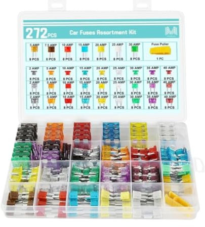 LEJIAJU 272 Stück Auto Sicherungen Sortiert 2A 5A 15A 20A 25A 35A 40A Auto Sicherungen Sortiment Kfz Sicherungen Set Mit Abzieher